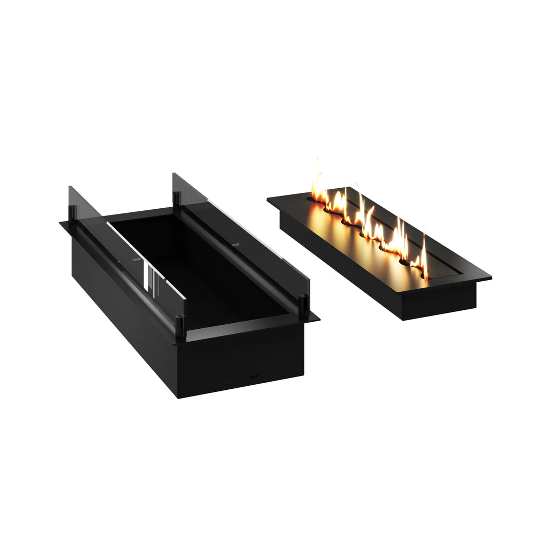 Bioethanol Einbau Brenner Ethanol Einbau Einsatz Kassette SOLO 90cm mit Glas von Wild Flame
