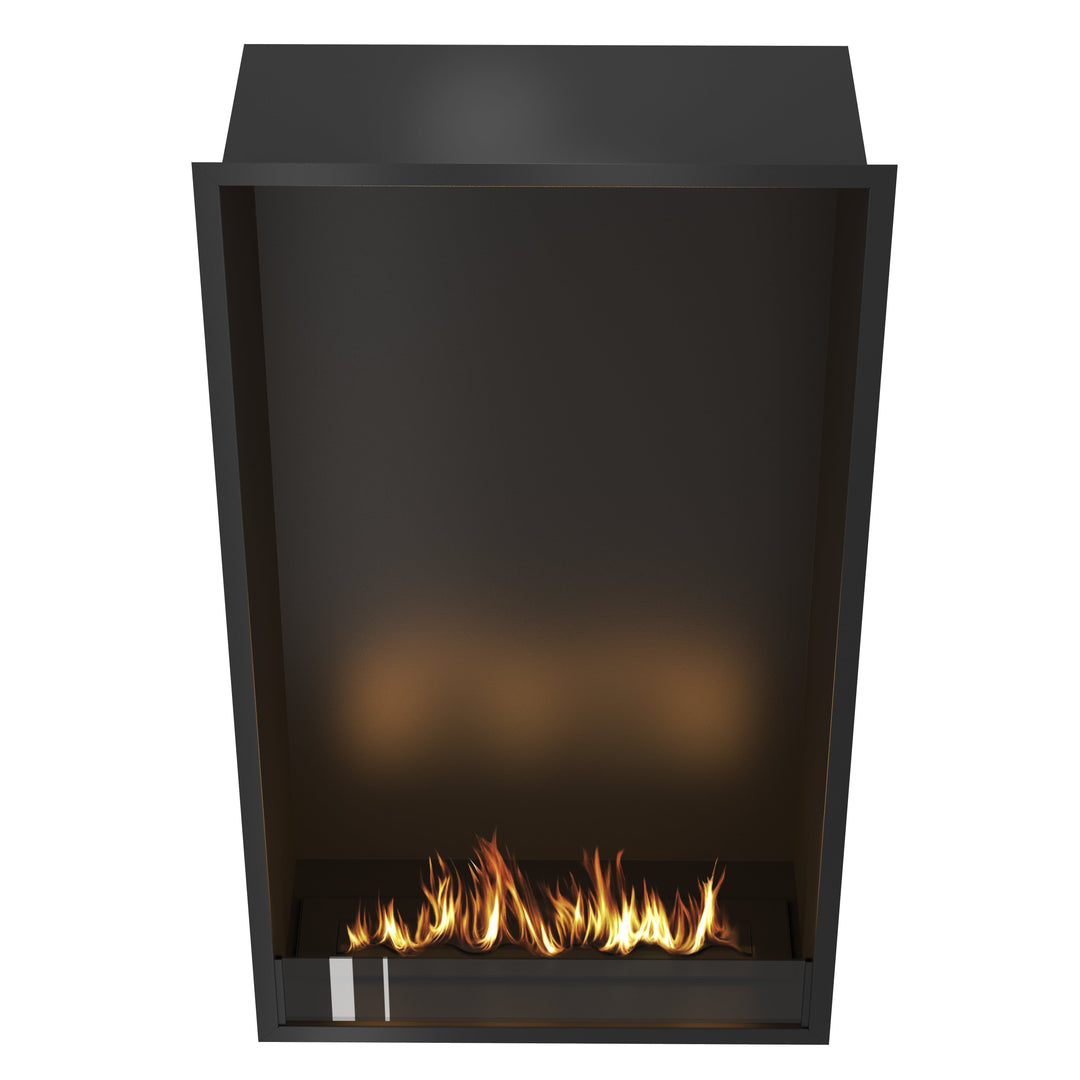Bioethanol Einbau Kamin Einbaukamin Ofen SELECTED XXL Vertikal 80x120x35cm mit Glas von Wild Flame Frontale Ansicht