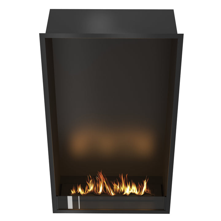 Bioethanol Einbau Kamin Einbaukamin Ofen SELECTED XXL Vertikal 80x120x35cm mit Glas von Wild Flame Frontale Ansicht
