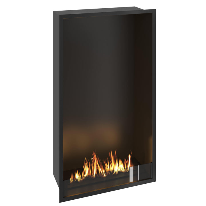 Bioethanol Einbau Kamin Einbaukamin Ofen SELECTED XXL Vertikal 80x140x35cm mit Glas von Wild Flame Seitliche Ansicht