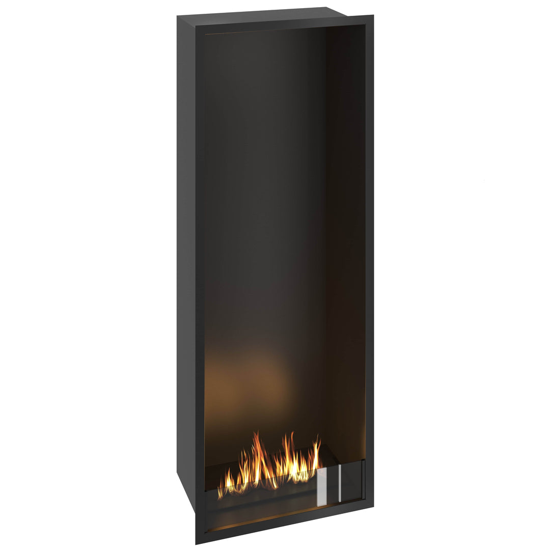 Bioethanol Einbau Kamin Einbaukamin Ofen Vertikal Selected 60x160x35cm mit Glas seitliche Ansicht von Wild Flame