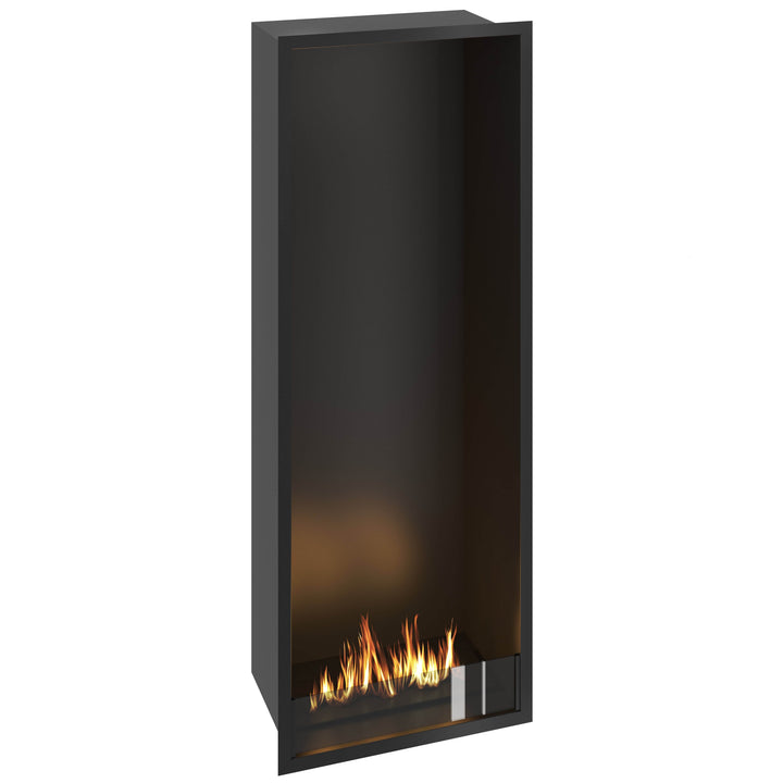 Bioethanol Einbau Kamin Einbaukamin Ofen Vertikal Selected 60x160x35cm mit Glas seitliche Ansicht von Wild Flame
