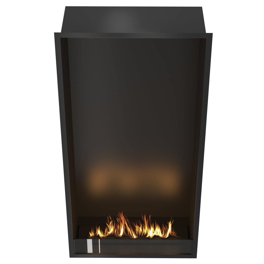 Bioethanol Einbau Kamin Einbaukamin Ofen SELECTED XXL Vertikal 80x160x35cm mit Glas von Wild Flame Frontale Ansicht