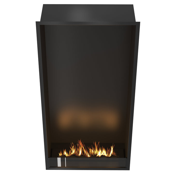 Bioethanol Einbau Kamin Einbaukamin Ofen SELECTED XXL Vertikal 80x160x35cm mit Glas von Wild Flame Frontale Ansicht