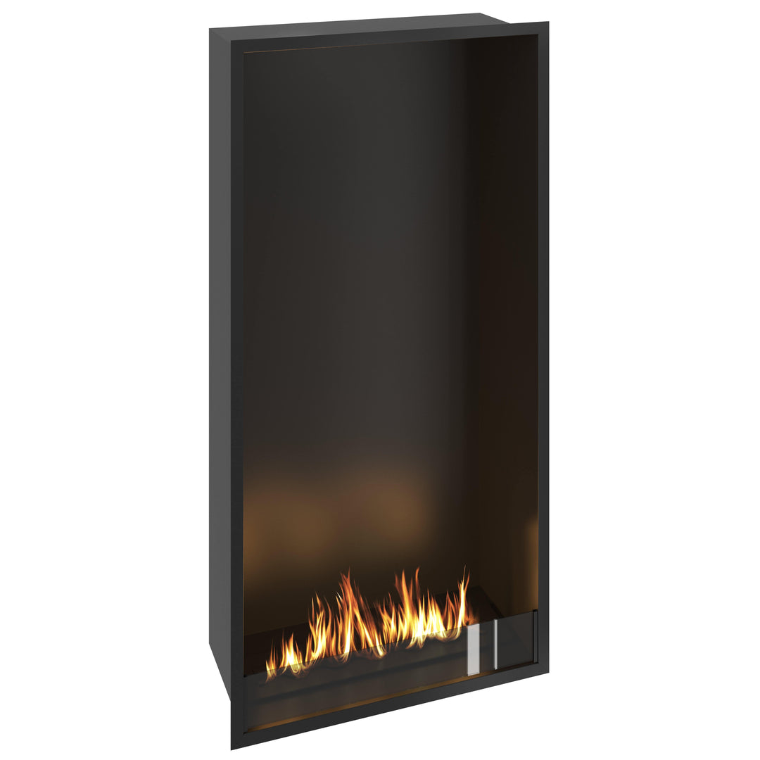 Bioethanol Einbau Kamin Einbaukamin Ofen SELECTED XXL Vertikal 80x160x35cm mit Glas von Wild Flame Seitliche Ansicht
