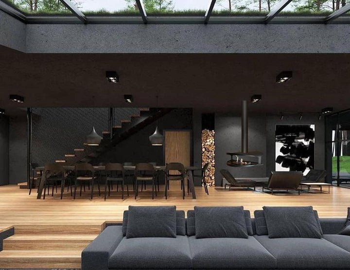 bioethanol-haengekamin-deckenmontage-hamma-premium-ethanolkamin-decke-mit-flammen-designerkamin-moderner-luxus-essbereich-sofa-dachfenster