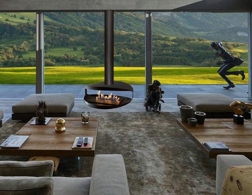 bioethanol-haengekamin-deckenmontage-hamma-premium-ethanolkamin-decke-mit-flammen-designerkamin-modernes-luxus-wohnzimmer-blick-auf-die-berge-spfa-teppich-holztisch-minimalistisch